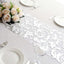 Sheer Organza 12"x108" Table Runner Roll Metallic Silver Foil Floral Swirl Design - Disposable Stylish Event Decoration