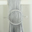Set of 2 6" Silver Acrylic Braided Barrette Style Curtain Tie Backs With Crystal Diamond Studded Edge, Round Backdrop Drapery Brooch Holdbacks