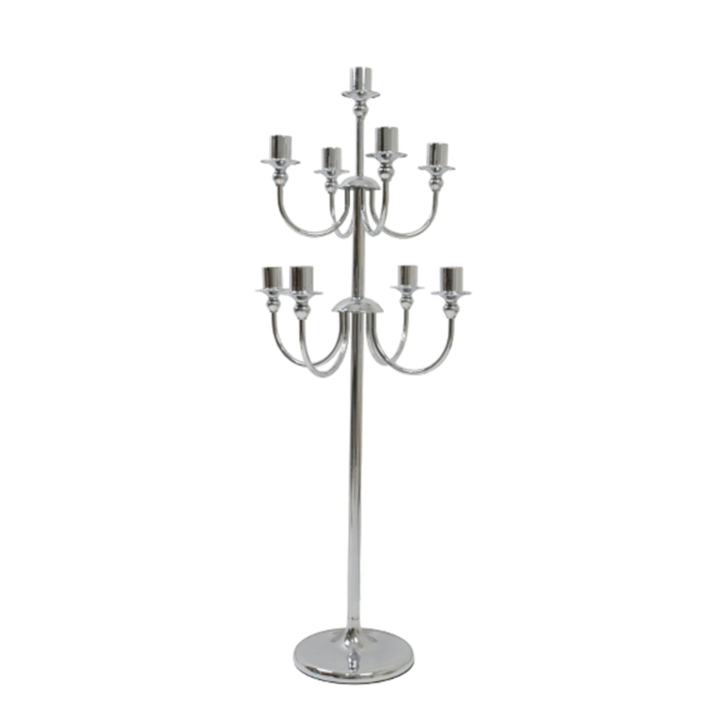 Metal Floor Candelabra Candle Holder, 9-Arm Vintage Taper Stand Silver Table Centerpiece for Weddings & Parties 46" Tall