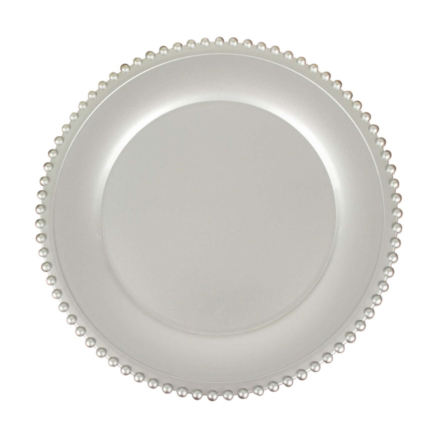 6-Pack Acrylic Round Charger Plates 13" in Silver with Beaded Rim, Decorative Dinner Party Charger Tableware
