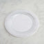 10-Pack Plastic 9" Round Dinner Plates White with Silver Swirl Rim - Disposable Party Plates
