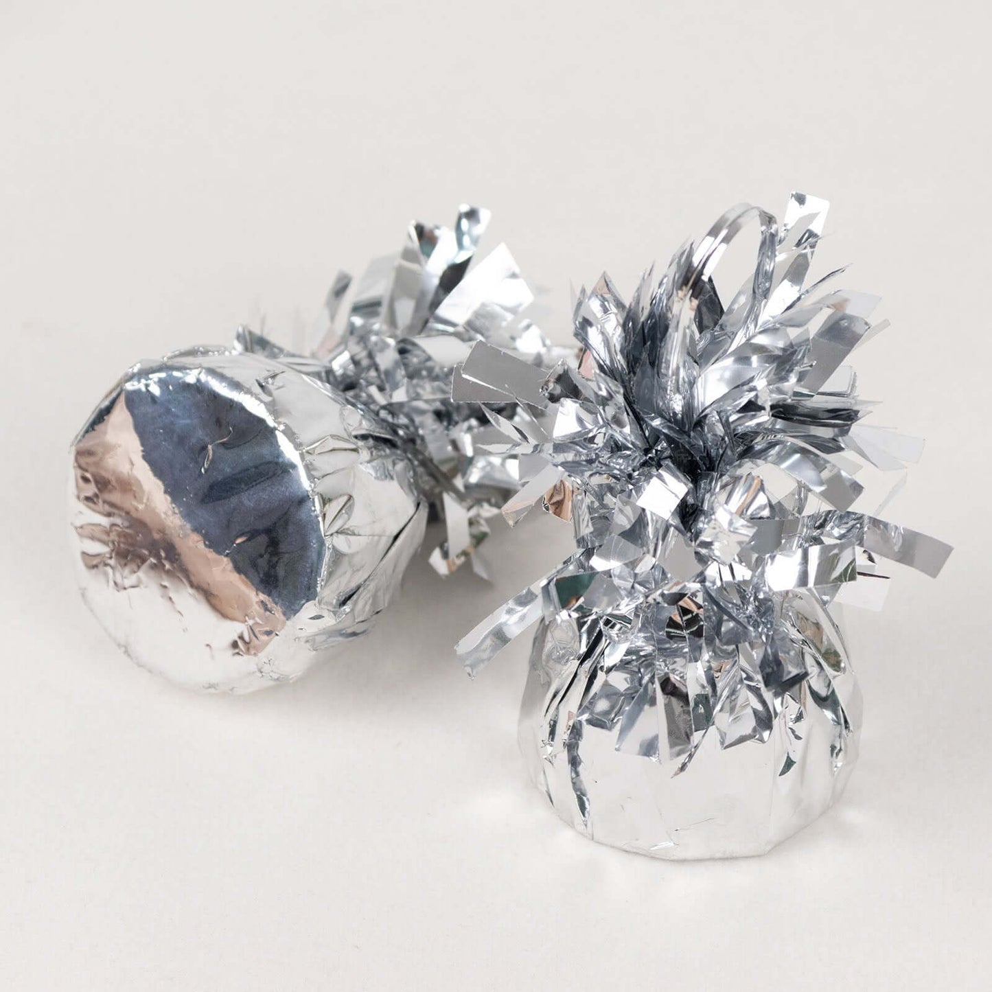 12 Pack 5" Metallic Silver Foil Tassel Top Party Balloon Weights, 5.5oz