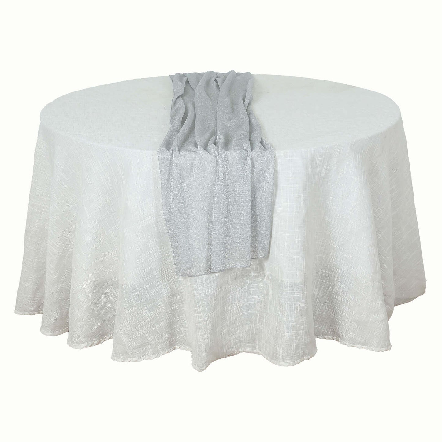 Glitter Gauze 27"x120" Table Runner Silver - Sparkling Reusable Sheer Table Linen