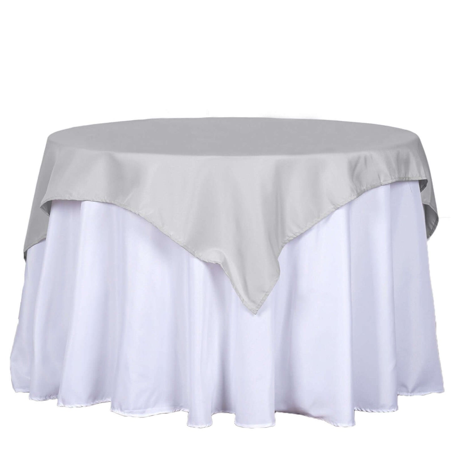 Polyester 54"x54" Table Overlay Square Tablecloth Silver - Wrinkle-Resistant & Durable Table Cover