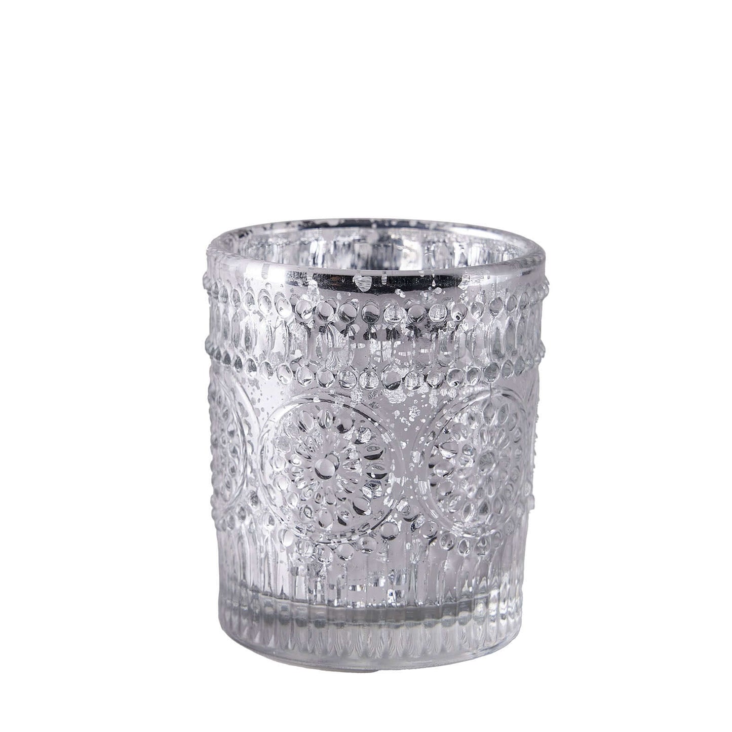 6-Pack Silver Glass Votive Tealight Holders - Stylish Primrose Design for Weddings & DÃ©cor