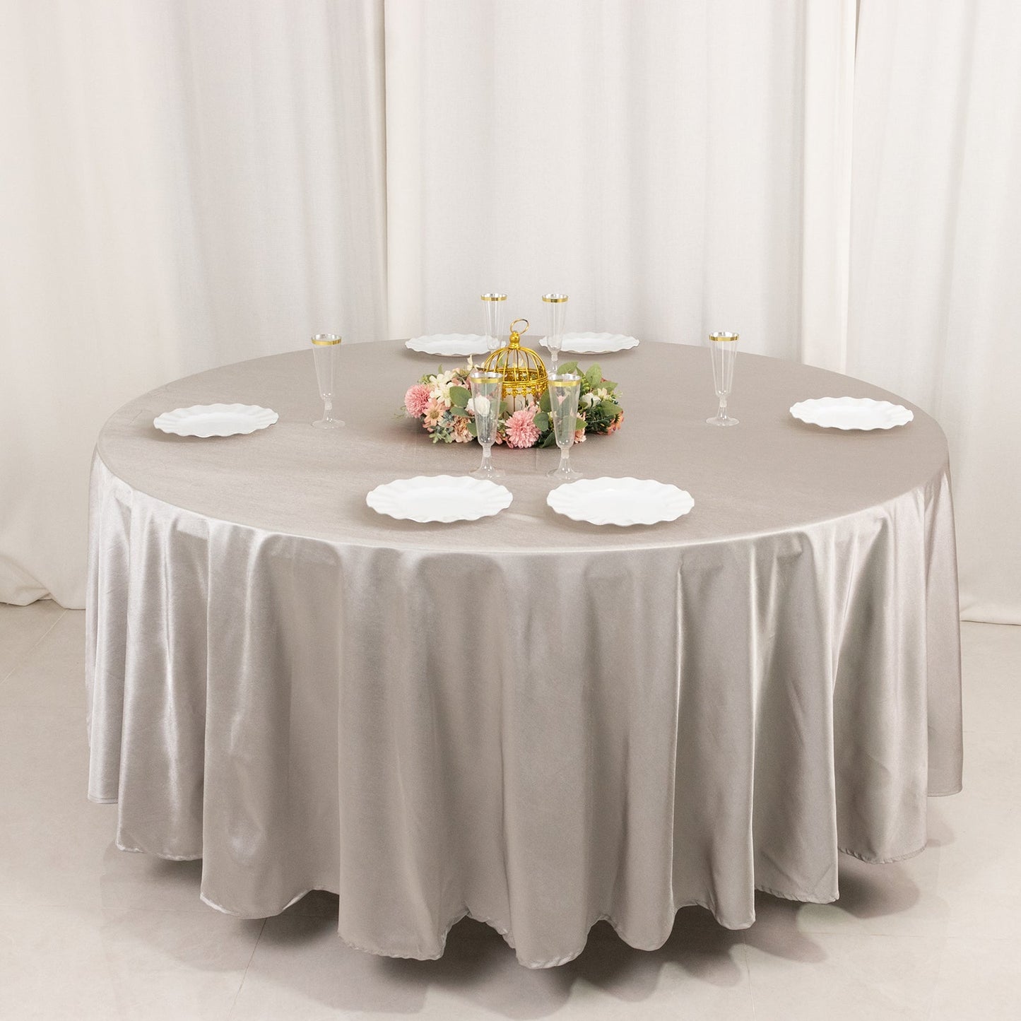 Scuba Round 108" Tablecloth Shimmering Silver - Wrinkle Free & Stain Resistant Table Cover