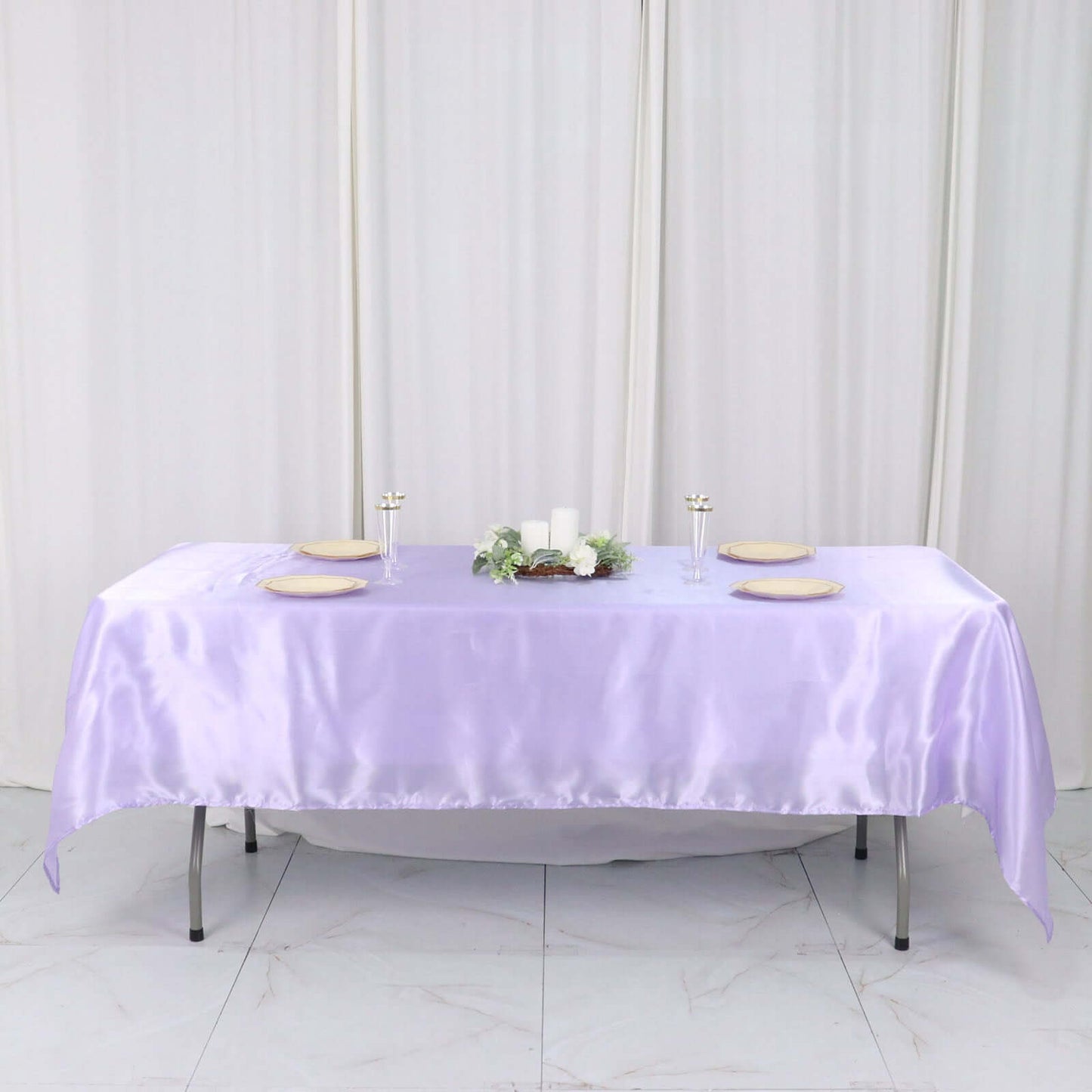 Satin Rectangular 60"x102" Tablecloth Lavender Lilac - Smooth and Lustrous Table Cover
