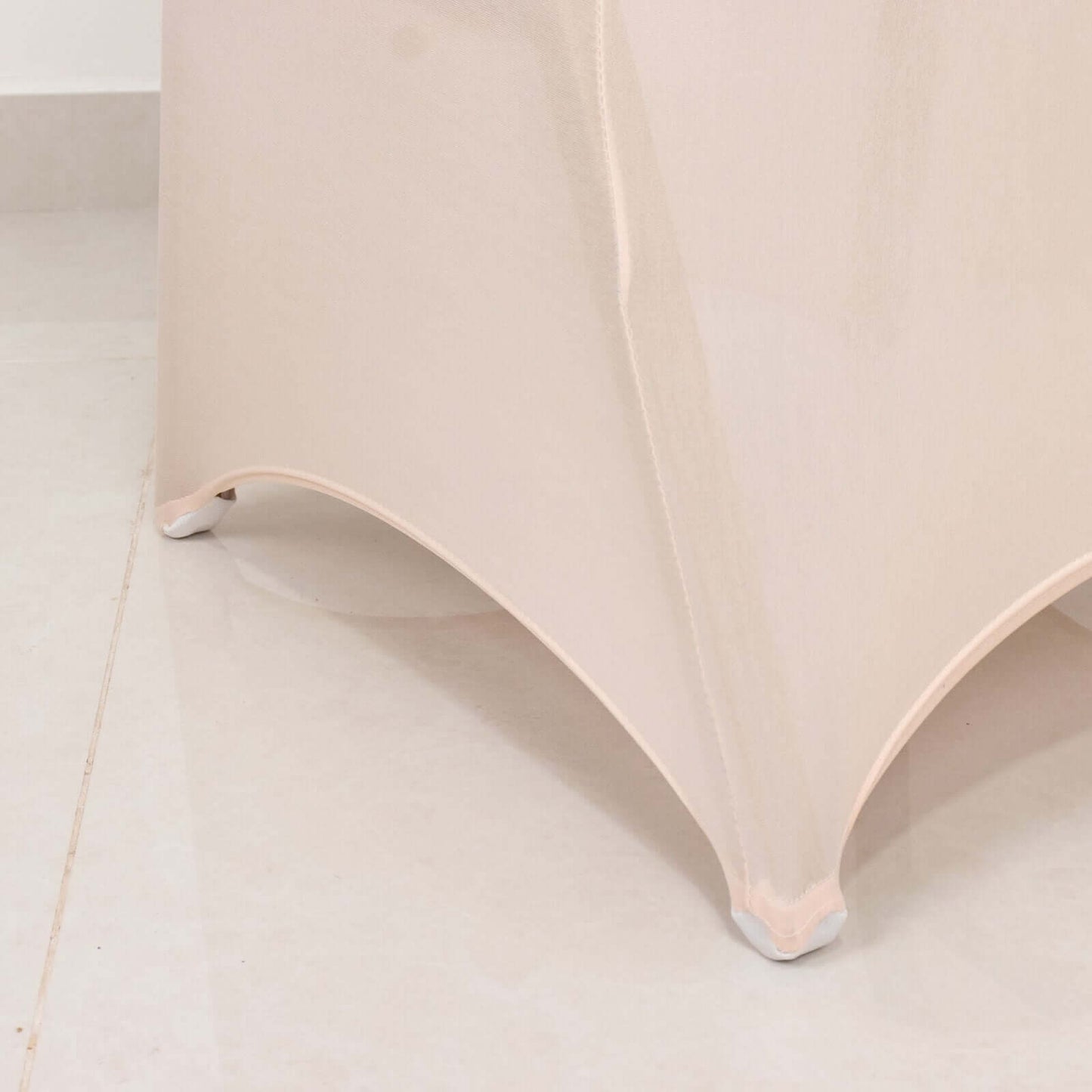 Spandex Chair Cover with Silver Rhinestone Buckled Sash Band Blush - Stretch Fitted Slipcover