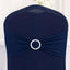 Spandex Chair Cover with Silver Rhinestone Buckled Sash Band Navy Blue - Stretch Fitted Slipcover