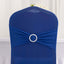 Spandex Chair Cover with Silver Rhinestone Buckled Sash Band Royal Blue - Stretch Fitted Slipcover