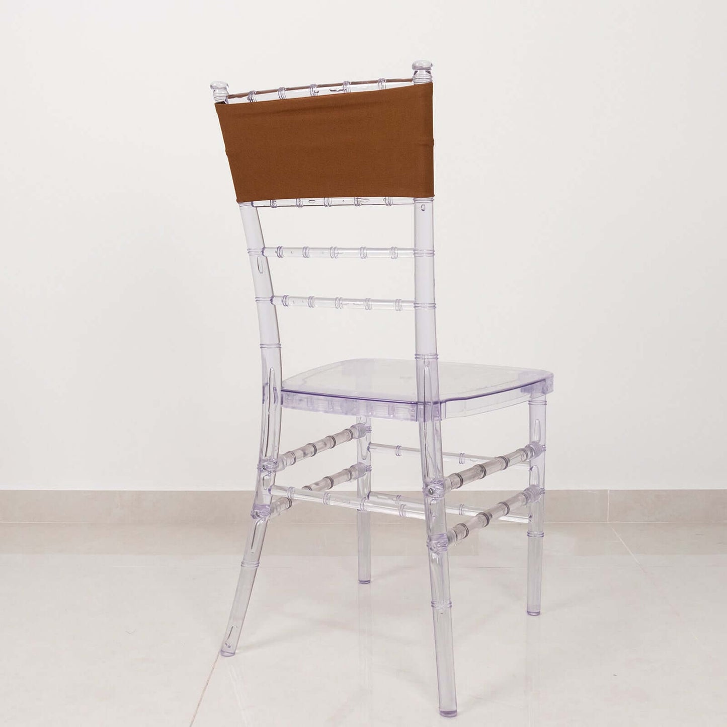 5 Pack Stretch Spandex Chair Sashes Cinnamon Brown - Fitted Finish Two Ply Heavy Duty Chair Bands 5"x12"