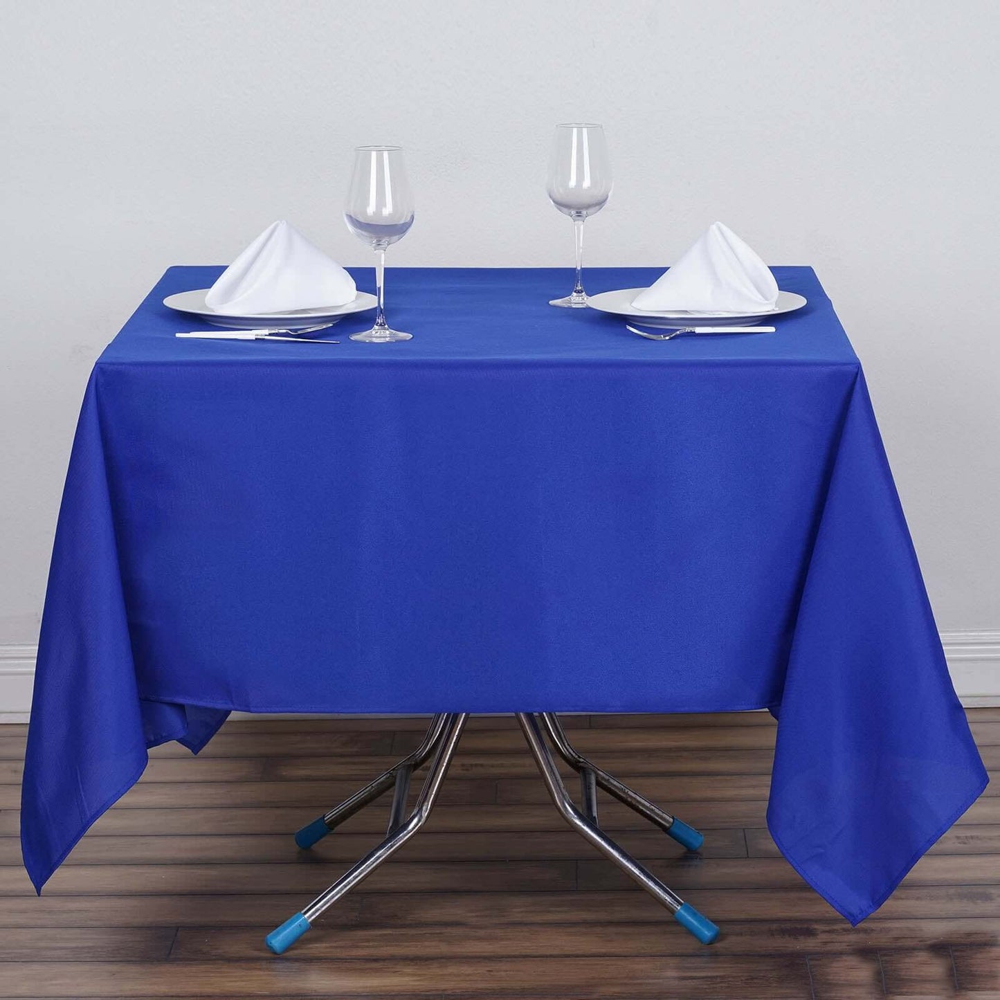 Polyester 70"x70" Table Overlay Square Tablecloth Royal Blue - Wrinkle-Resistant & Durable Table Cover