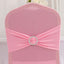 Spandex Chair Cover with Silver Rhinestone Buckled Sash Band Pink - Stretch Fitted Slipcover