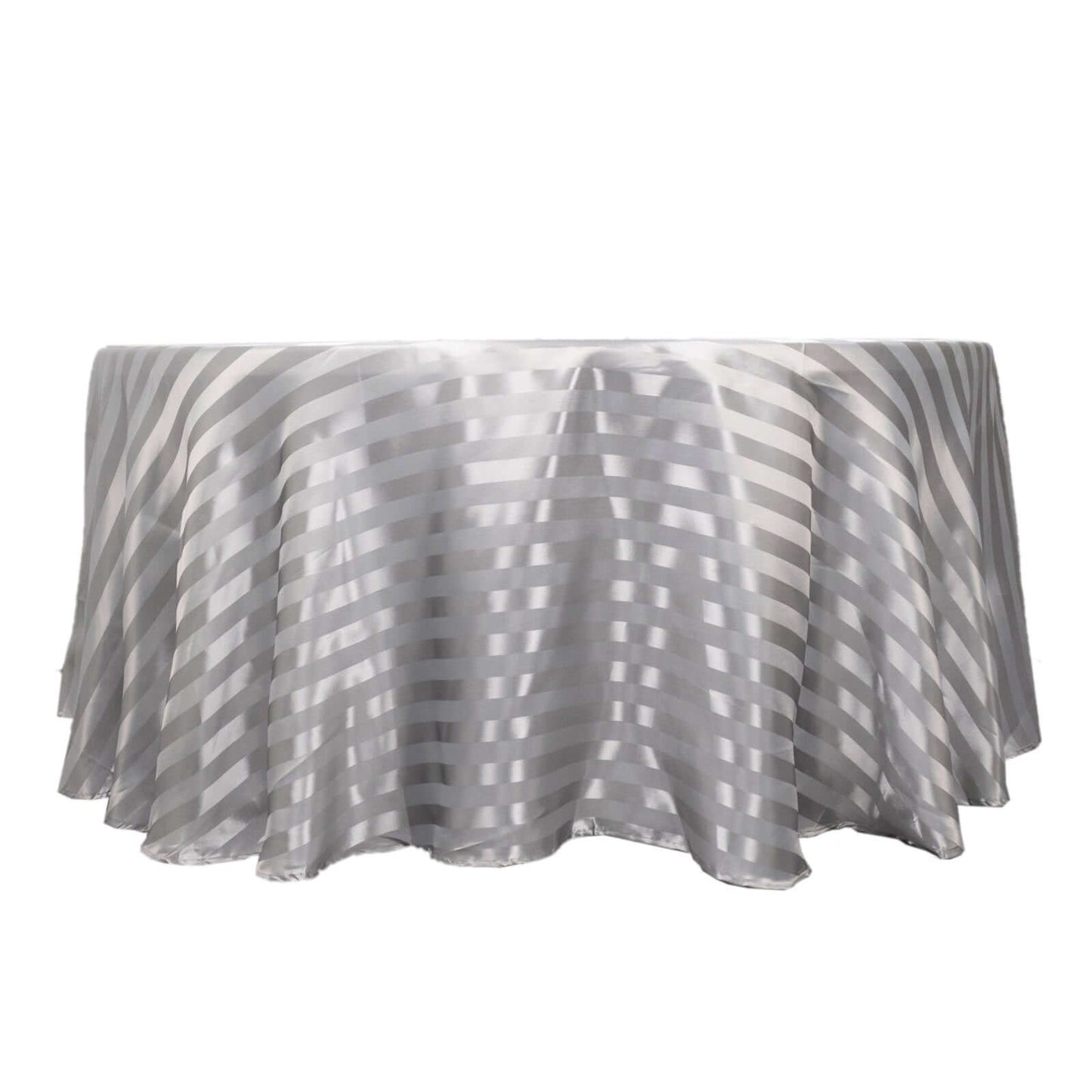 Satin Striped 120" Round Tablecloth Silver - Silky Smooth Seamless Table Cover