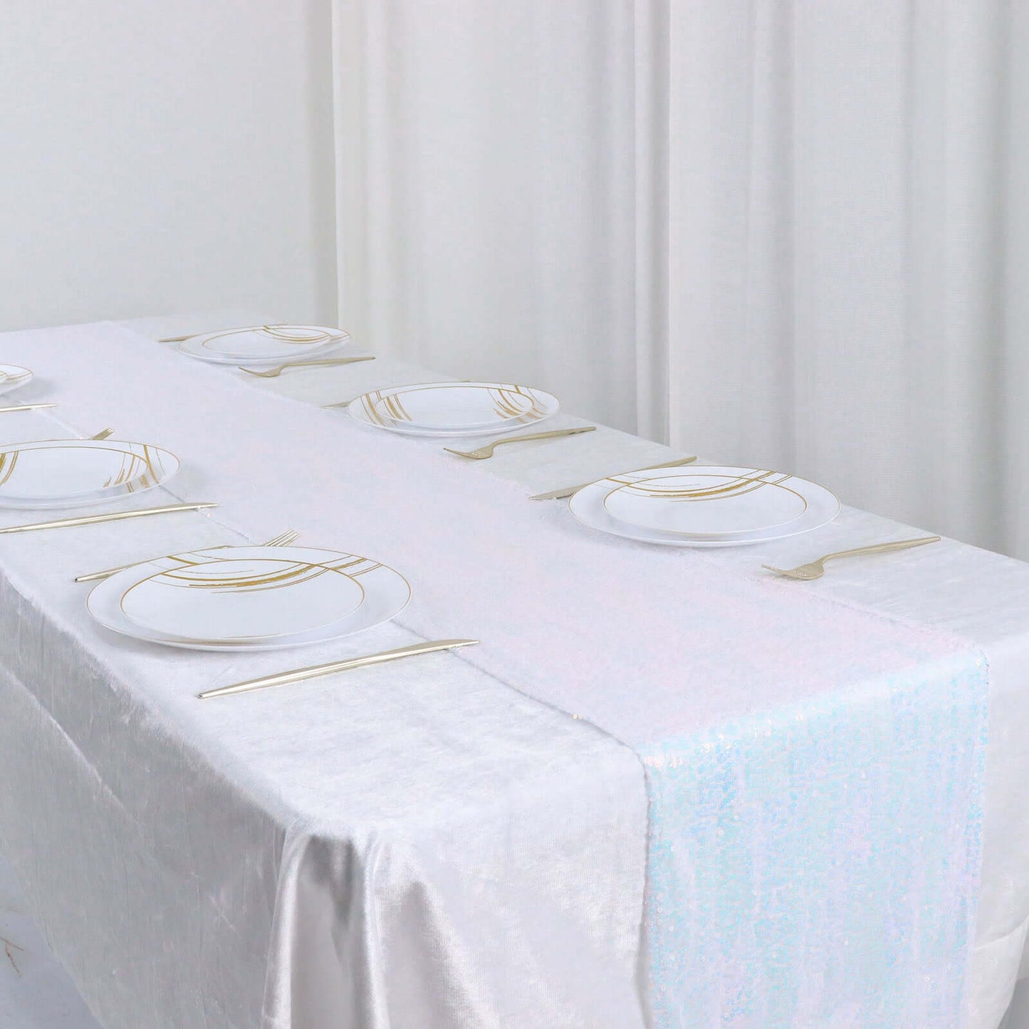 Sequin 12"x108" Table Runner Iridescent Blue - Glittering Design