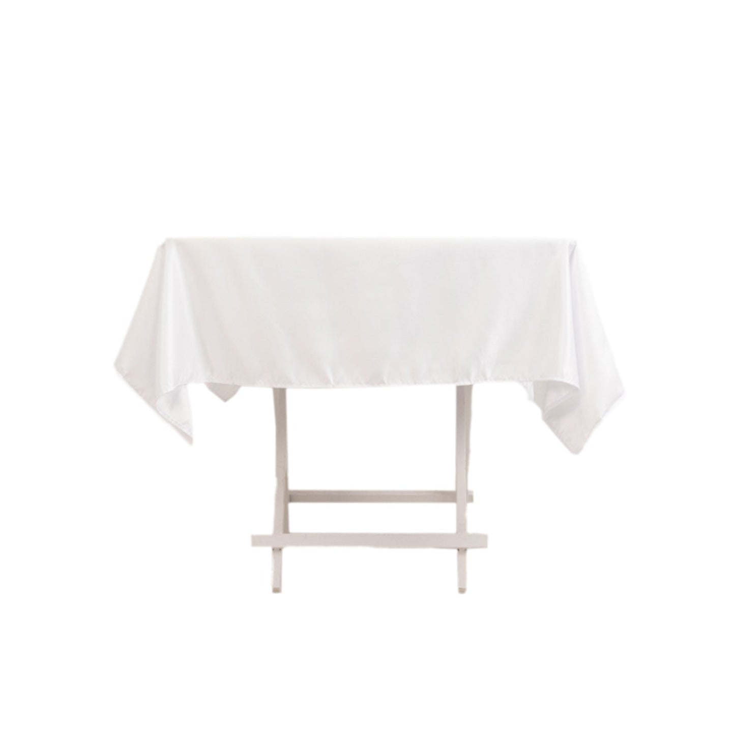 Lamour Satin 54"x54" Square Tablecloth White - Durable & Silk-Like Table Cover for Weddings & Parties