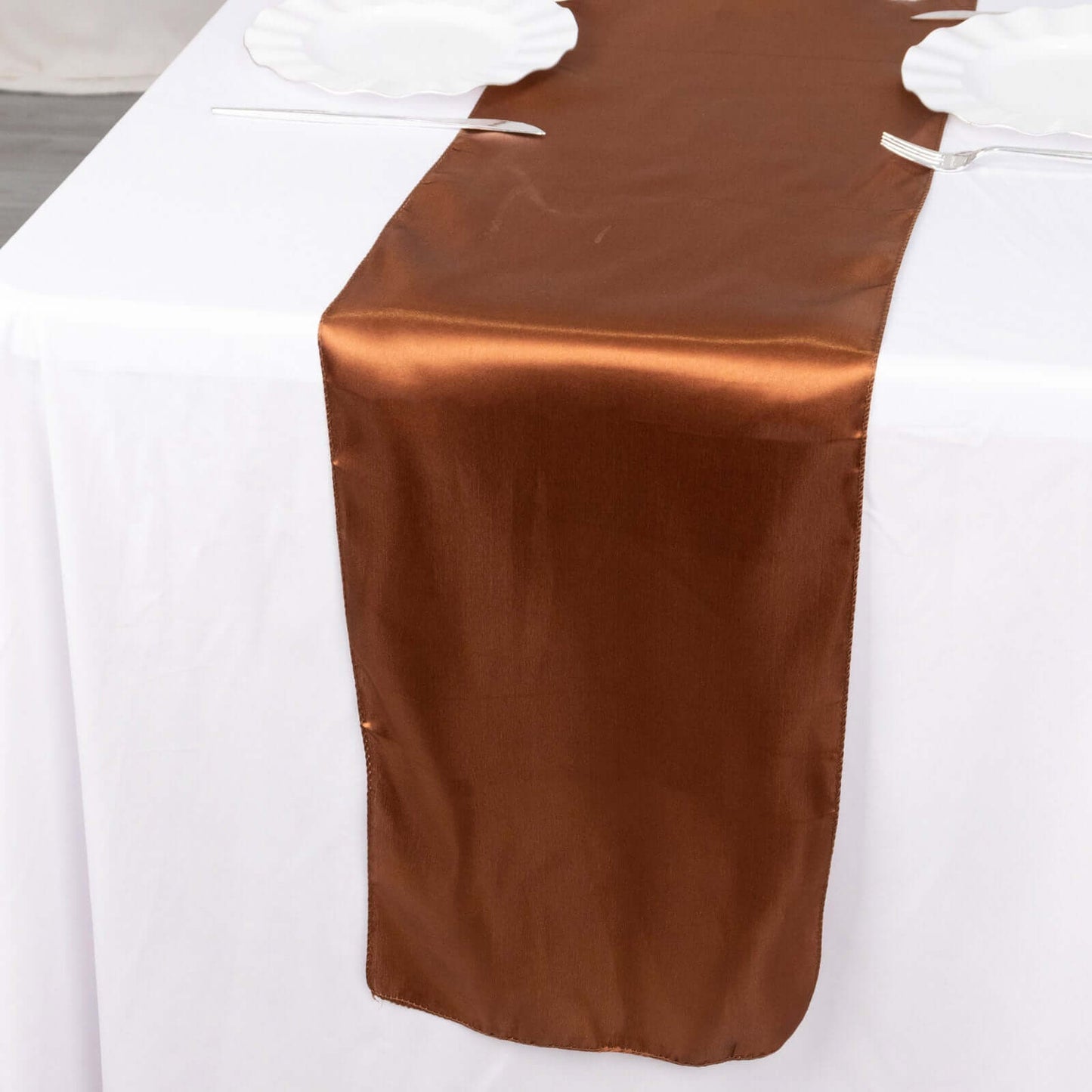 Satin 12"x108" Table Runner Cinnamon Brown - Stylish Table Linen
