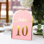 25-Pack 7" Disposable Table Numbers, Blush Free Standing Double Sided Table Number Place Cards with Metallic Gold Foil Numbers 1-25