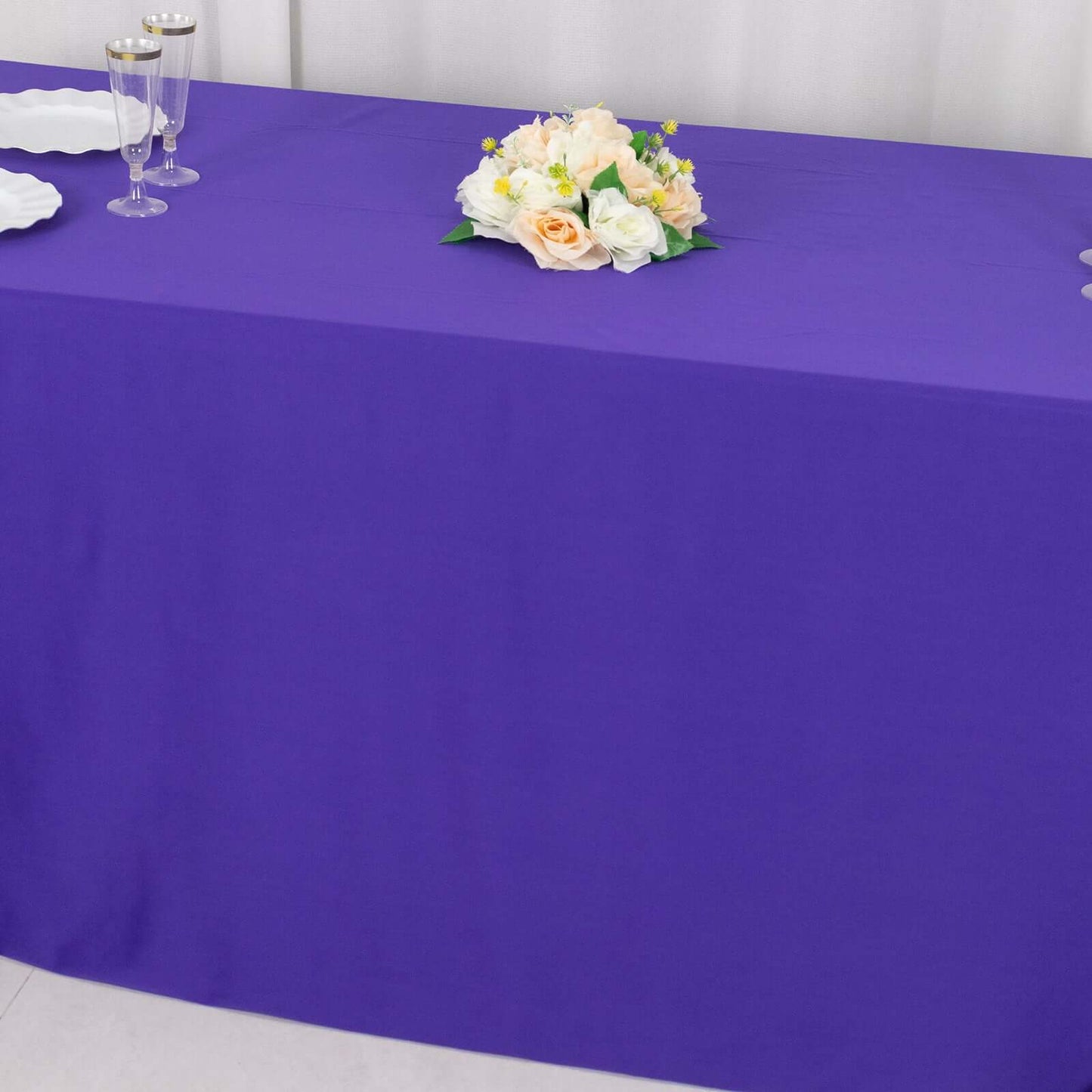 Scuba Rectangular 90"x156" Tablecloth Purple - Wrinkle Free, Stain Resistant & Seamless Table Cover