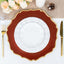 6-Pack Acrylic Round Charger Plates 13" in Terracotta (Rust) with Gold Scalloped Rim, Decorative Dinner Party Plastic Charger Tableware