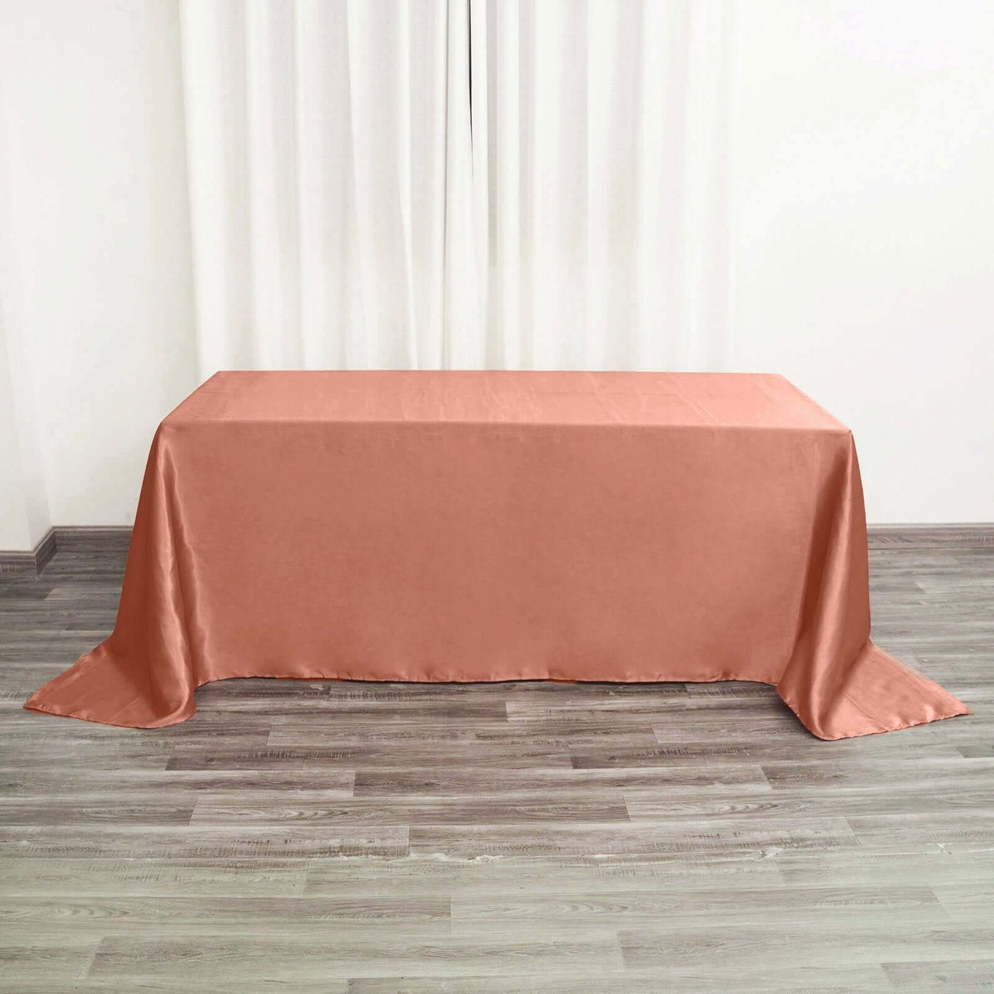 Satin Rectangular 90"x132" Tablecloth Terracotta (Rust) - Seamless Table Cover