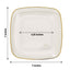 10-Pack Plastic 7" Square Dessert Plates in Clear with Gold Rim - Classy Disposable Appetizer Salad Plates