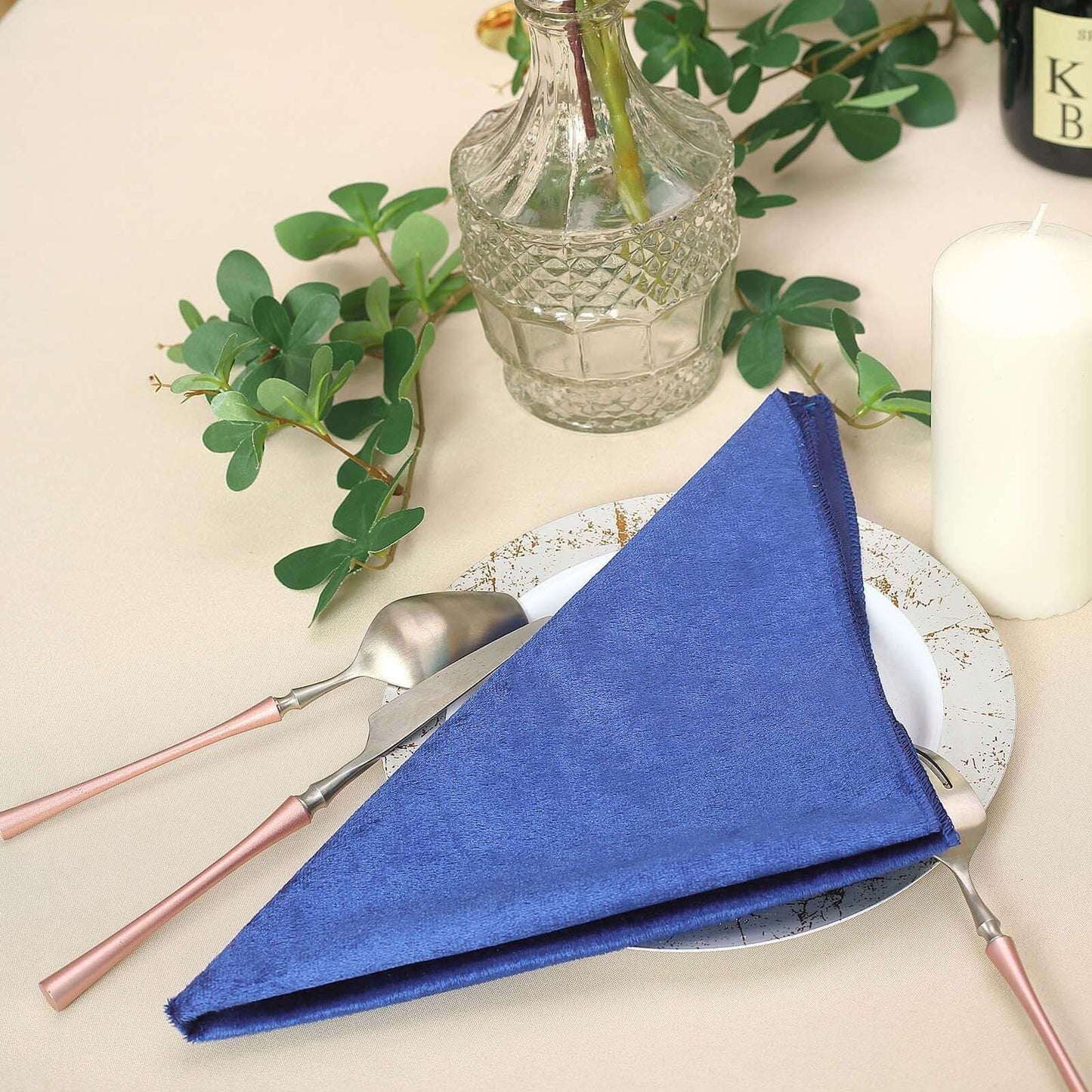 5 Pack Premium Velvet 20"x20" Napkins Royal Blue - Soft Sheen Finish Cloth Napkins