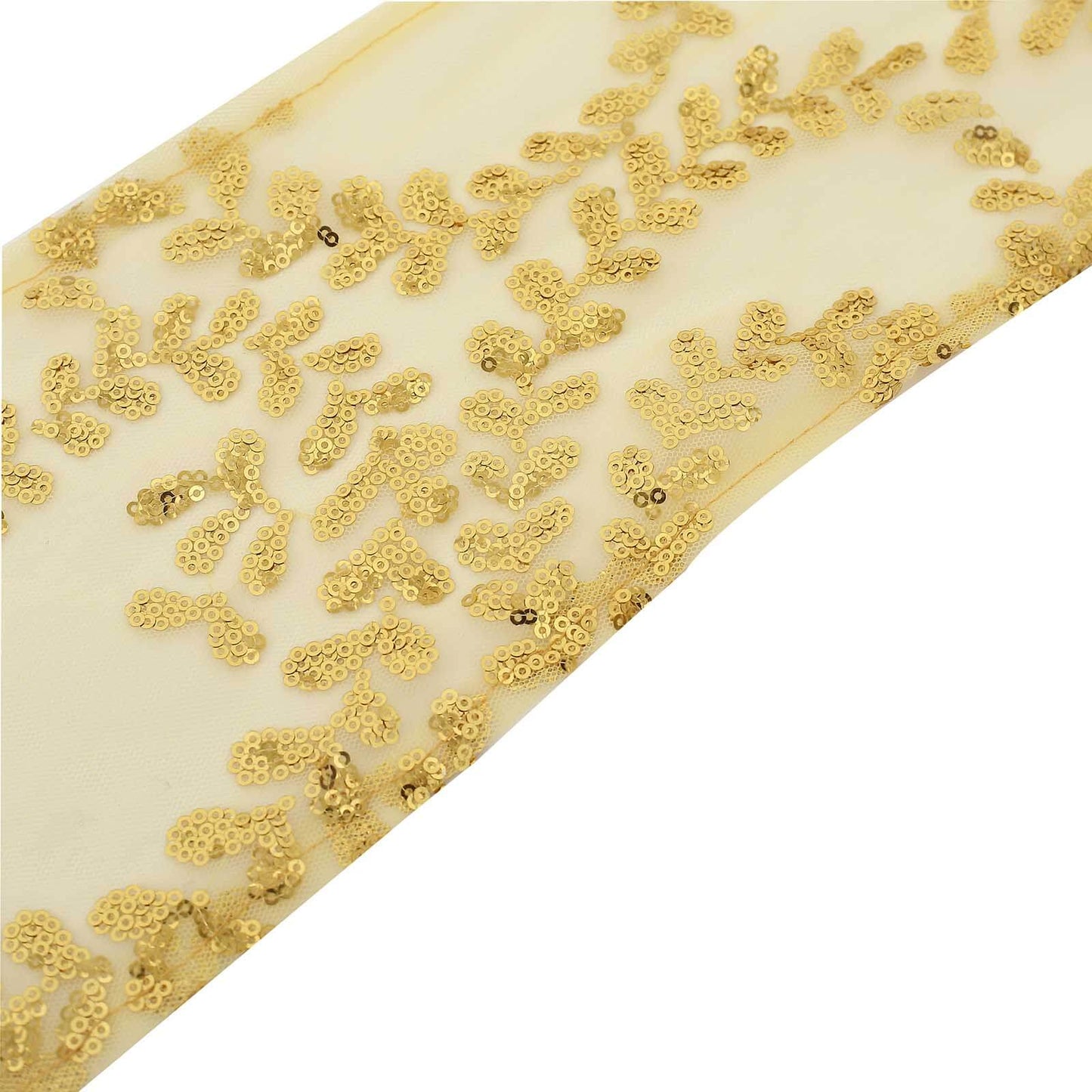 5 Pack Tulle Chair Sashes with Leaf Vine Embroidered Sequins Gold 6"x88" - Stylish Decor for Weddings