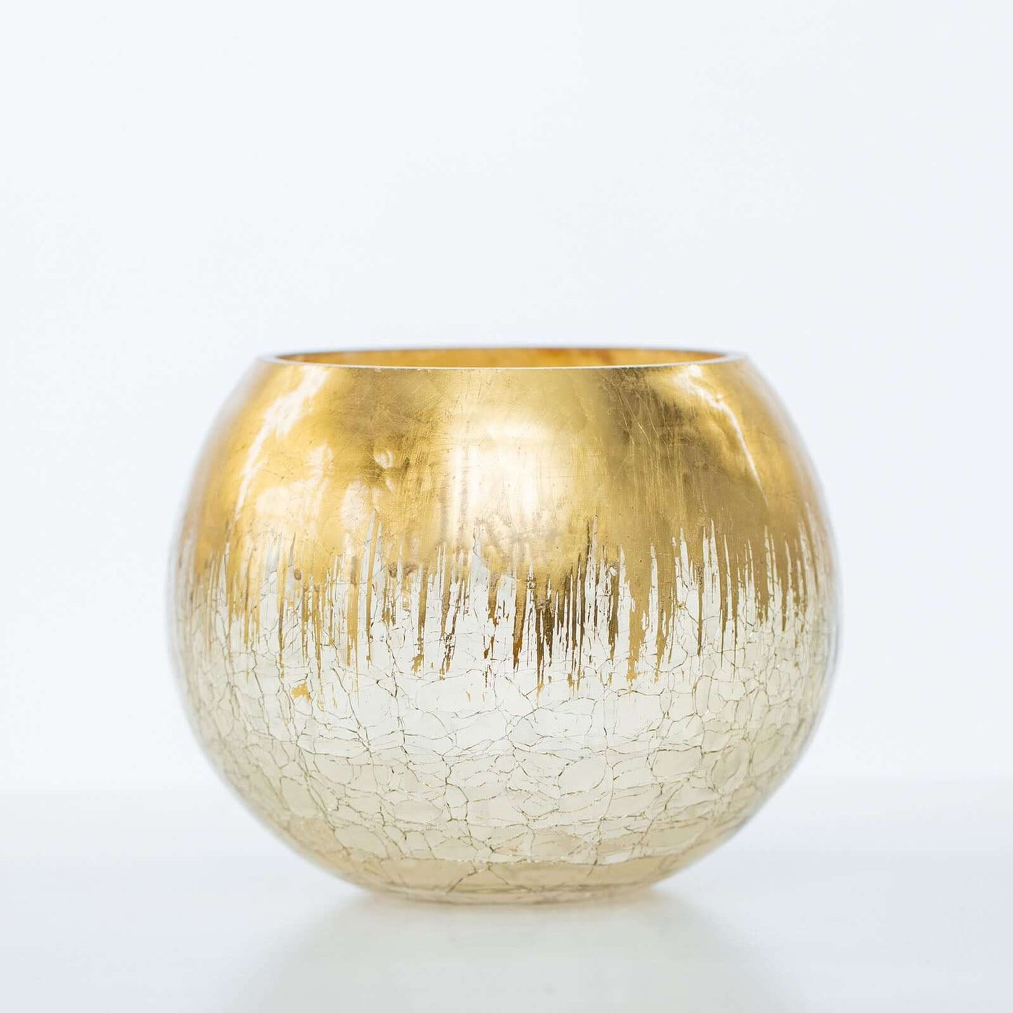 Glass Flower Vase Gold Foiled Crackle Bubble - Stylish Centerpiece for Events 4.5"