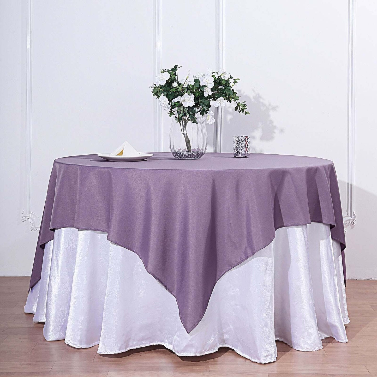 Polyester 70"x70" Table Overlay Square Tablecloth Violet Amethyst - Wrinkle-Resistant & Durable Table Cover