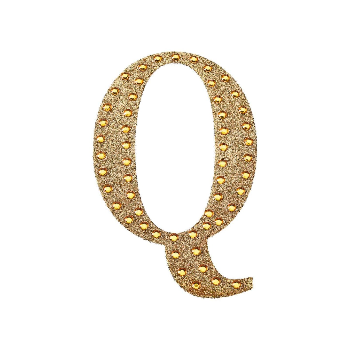 Decorative Rhinestone Alphabet "Q" Letter Stickers, Glitter Adhesive Craft Letters Gold DIY Sparkle Embellishments 6"