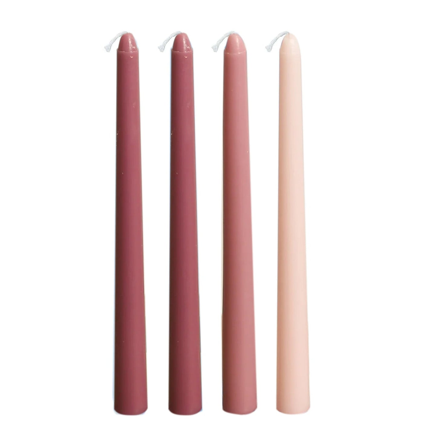 12-Pack Taper Candles Premium Wax Design Mixed Dusty Rose - Unscented Candles for Sophisticated Decor 10"