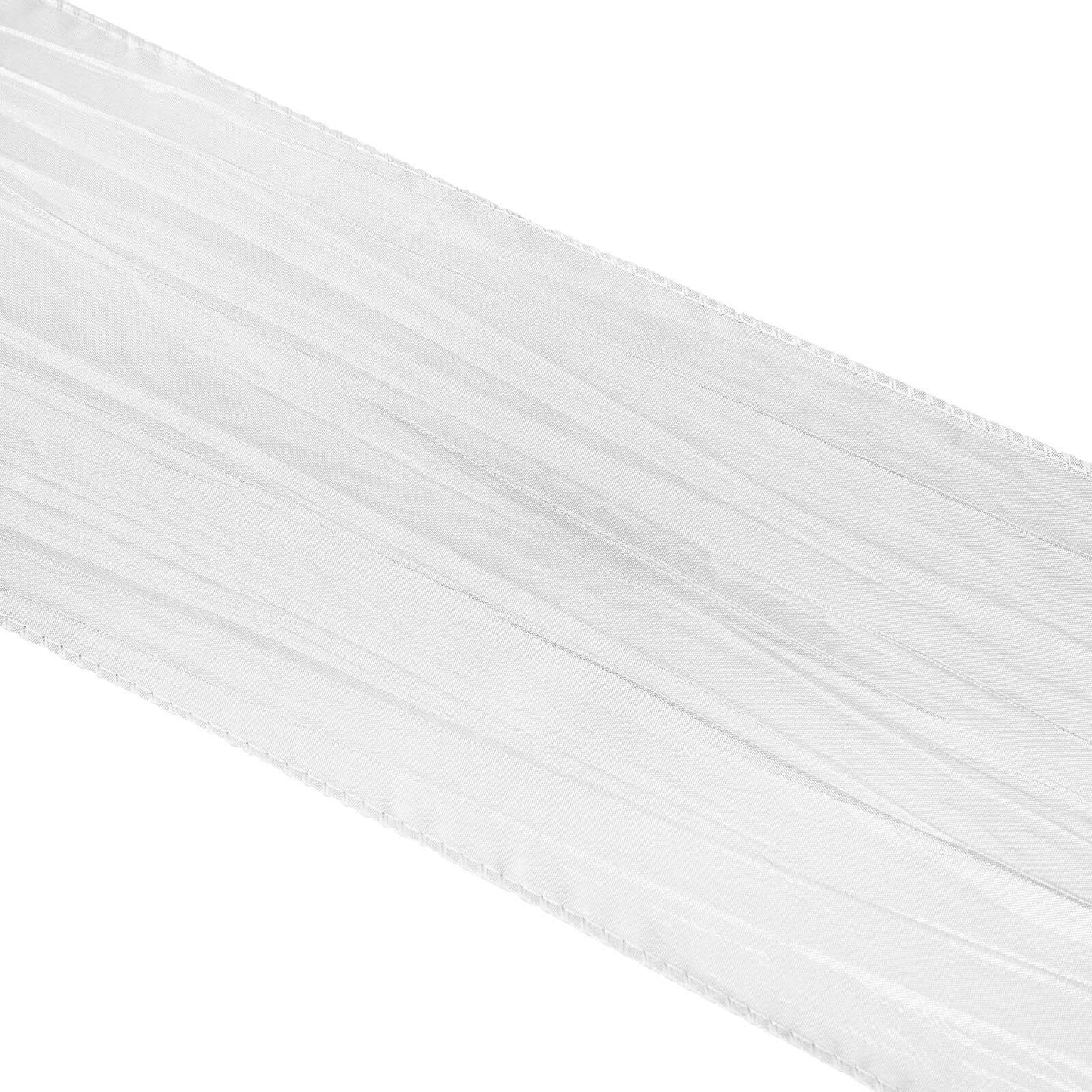 5 Pack Taffeta 6"x106" Chair Sashes White Accordion Crinkle Texture - Stylish Decor for Weddings & Gatherings