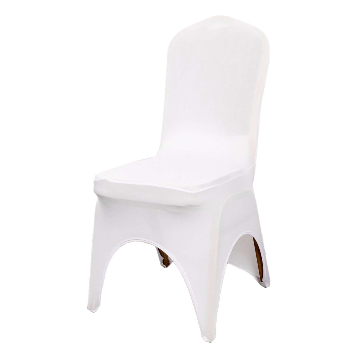 Premium Stretch Spandex Chair Cover for Banquet Chairs White - Durable Fitted 160GSM Fabric with 3-Way Open Arch & Foot Pockets