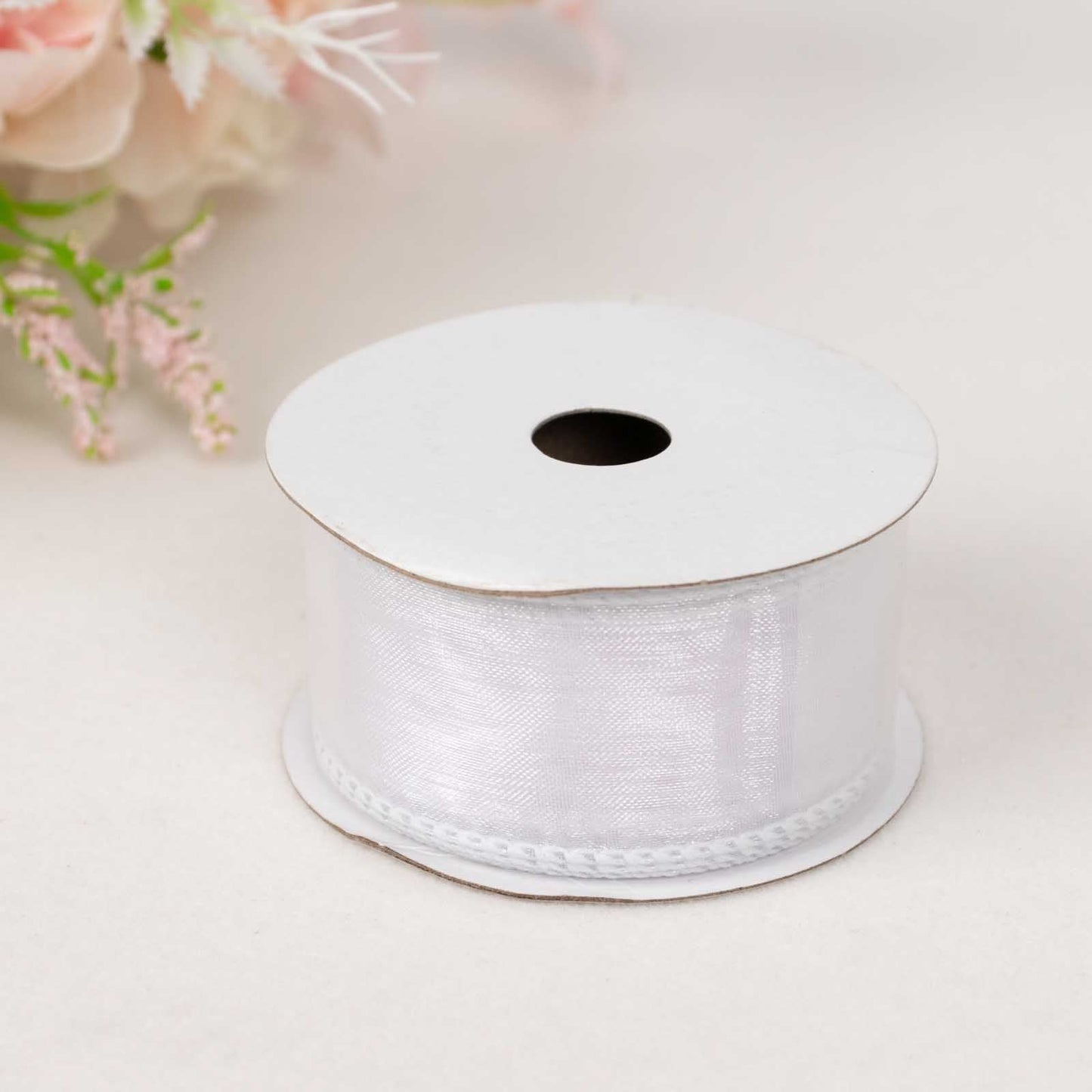10 Yards 1.5" White Sheer Organza Wired Edge Ribbon
