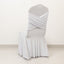 White Spandex Banquet Chair Cover with Ruffle Skirt & Cross Back Sash â€“ Stretch Slipcover for Events