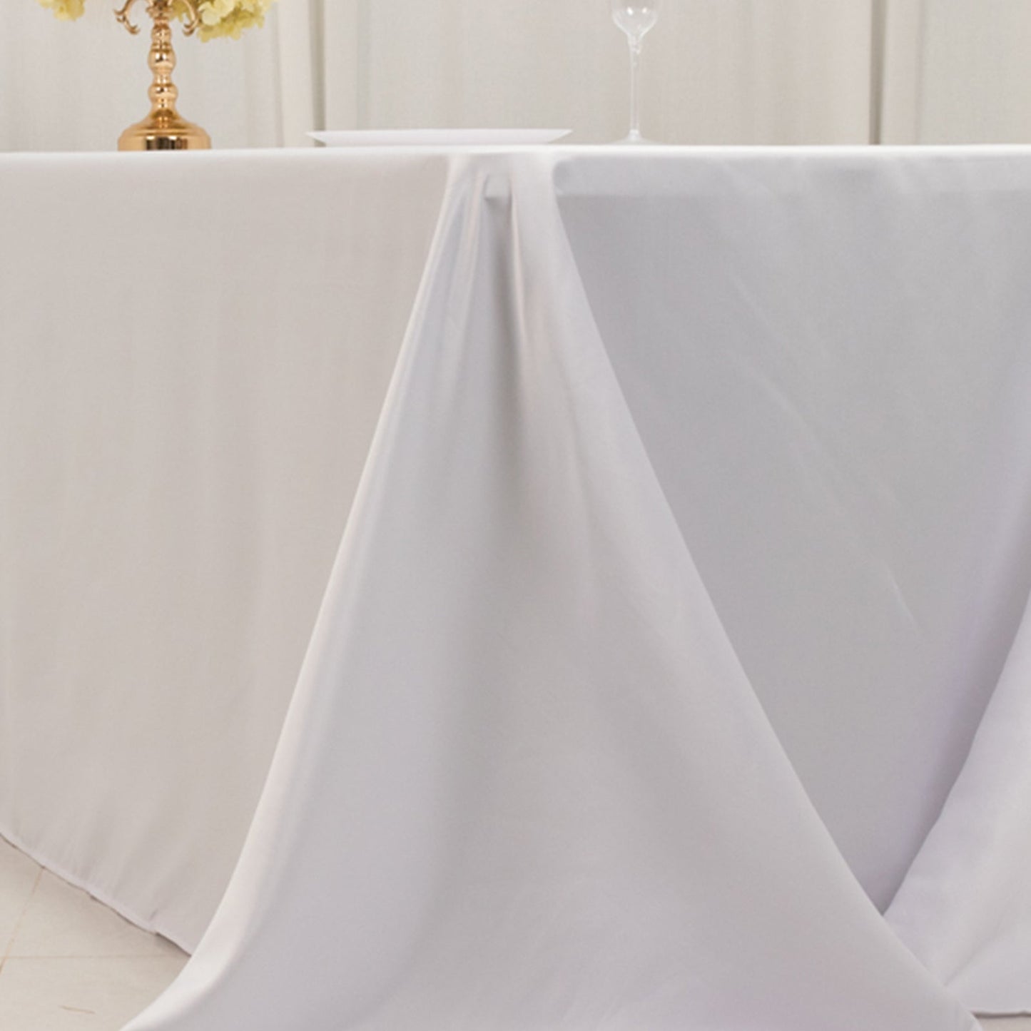 Lamour Satin 90"x156" Rectangle Tablecloth White - Luxurious, Soft Seamless Table Cover for Stylish Settings