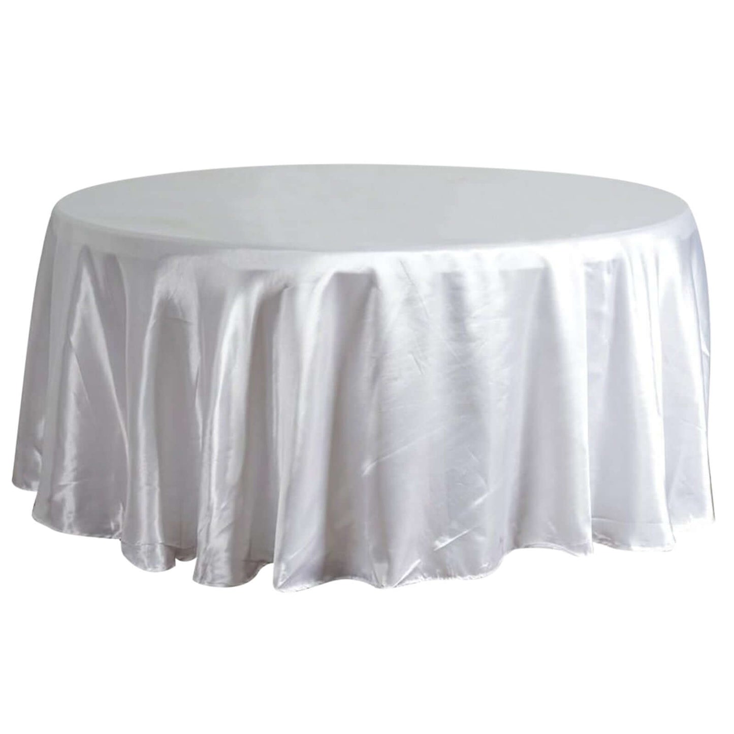 Satin 108" Round Tablecloth White - Smooth and Lustrous Table Cover for Weddings & Events