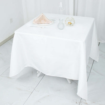 Premium Polyester Square Tablecloth 70"x70" White 220GSM Wrinkle-Resistant Table Cover for Stylish Gatherings