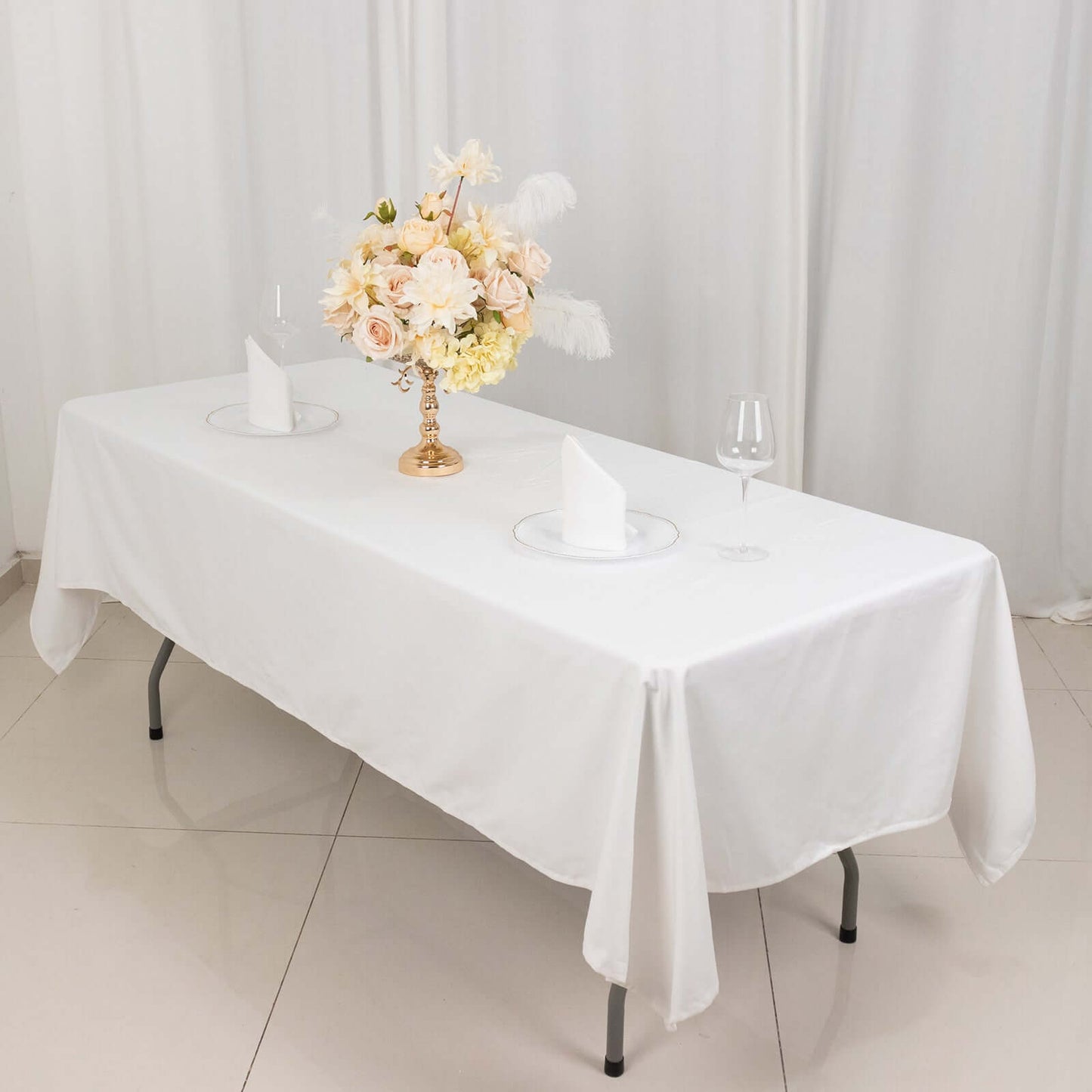 100% Cotton 60"x102" Rectangle Tablecloth White Linen - Soft & Breathable Table Cover