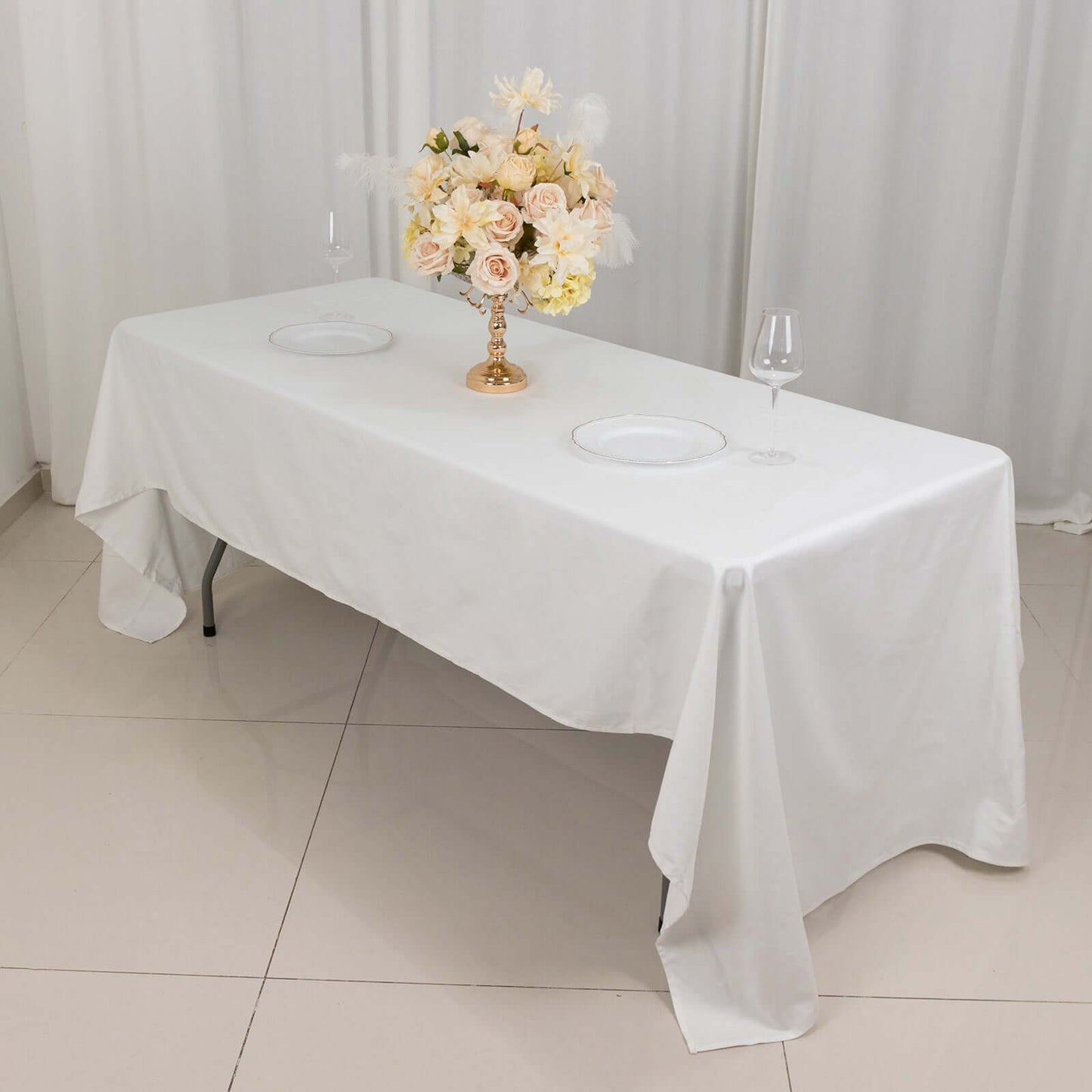 100% Cotton 60"x126" Rectangle Tablecloth White Linen - Sophisticated, Soft & Breathable Table Cover