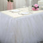 Tulle 14ft Table Skirt White - 4 Layer Pleated Tutu Chic & Soft Event Table Cover