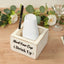 Rustic Wooden Solo Cup Holder Whitewashed with Black Marker - Farmhouse Party Dispenser Box 5.5"