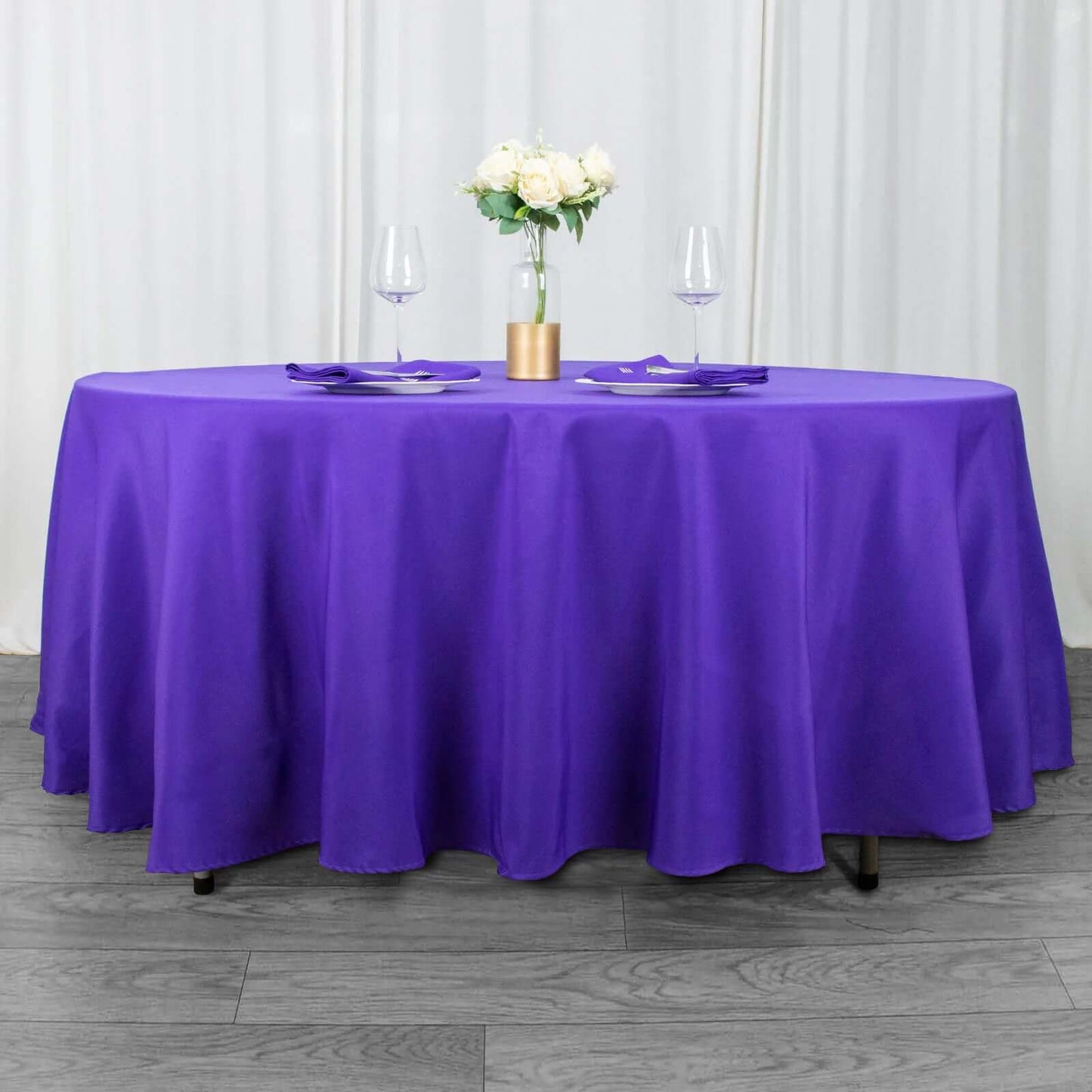 Premium Polyester 108" Round Tablecloth Purple - Wrinkle-Resistant 220GSM Table Cover