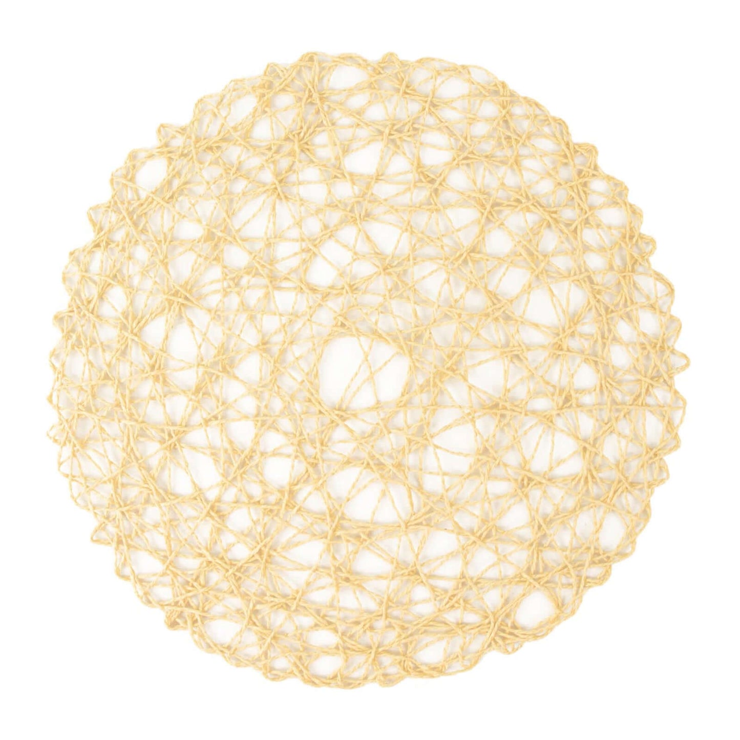 6-Pack Table Placemats Woven Fiber Design Beige Round - Disposable Mats for Dining and Events 15"