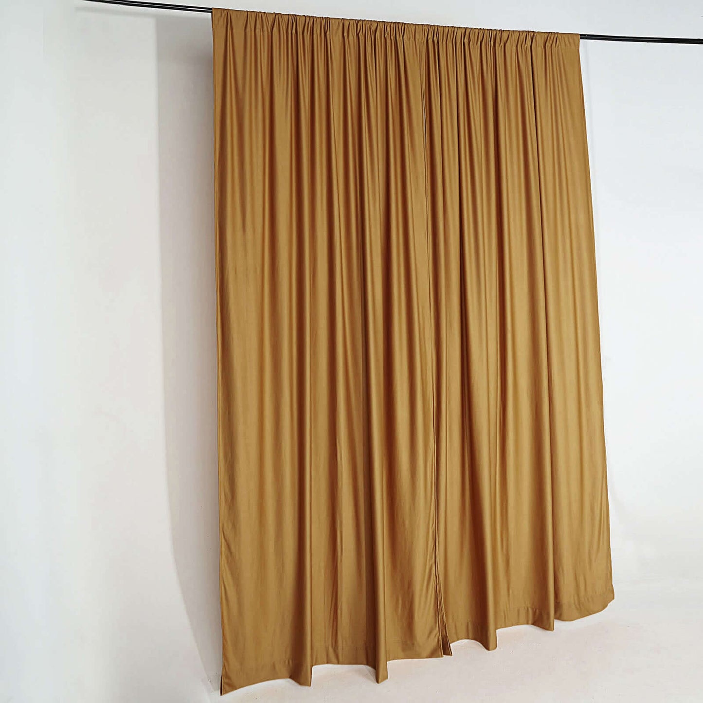 2 Pack Gold Scuba Polyester Event Curtain Drapes, Durable Flame Resistant Backdrop Event Panels Wrinkle Free with Rod Pockets - 10ftx10ft