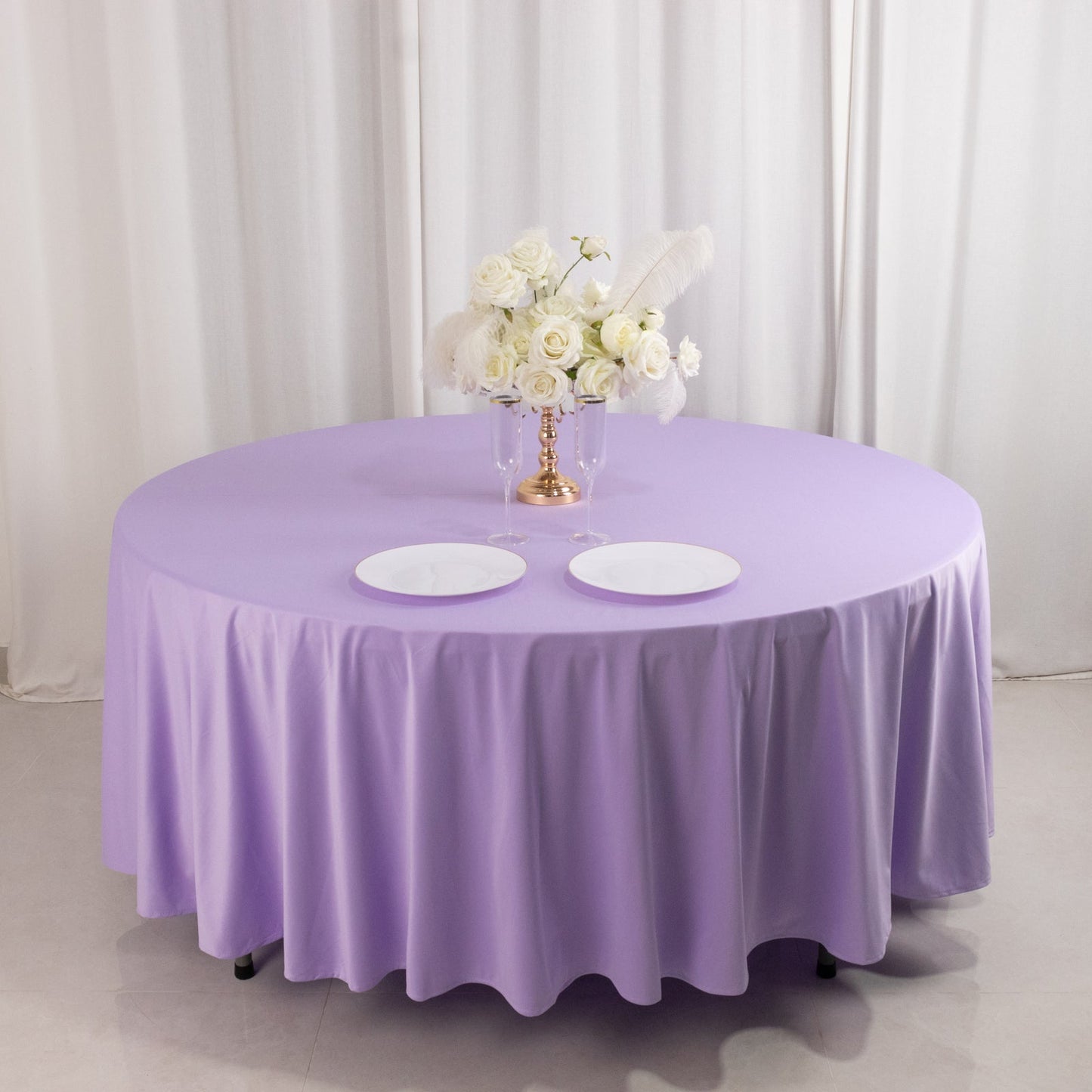 Scuba Round 108" Tablecloth Lavender Lilac - Wrinkle Free & Stain Resistant Table Cover