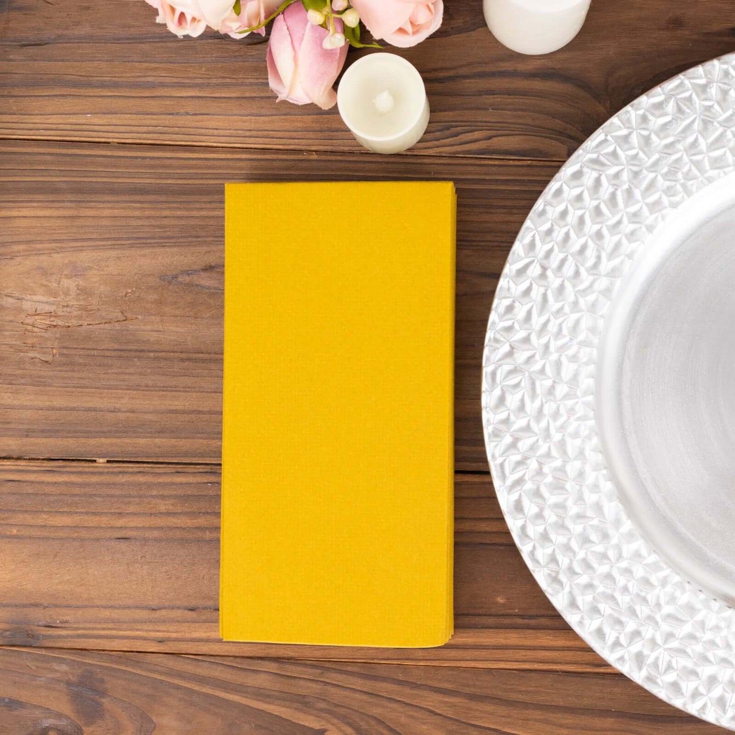 20 Pack Linen-Like Paper 8.5"x4" Napkins Gold - Highly Absorbent & Disposable Airlaid Guest Towels for Special Occasions