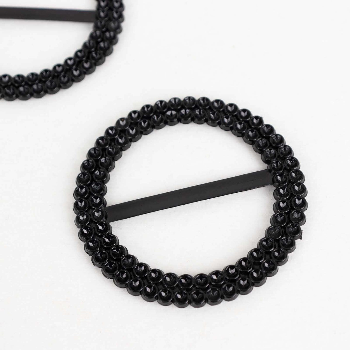 20 Pack Diamond Round Chair Sash Band Buckle Pins Black - Timeless Rhinestone Napkin Rings 2.5"