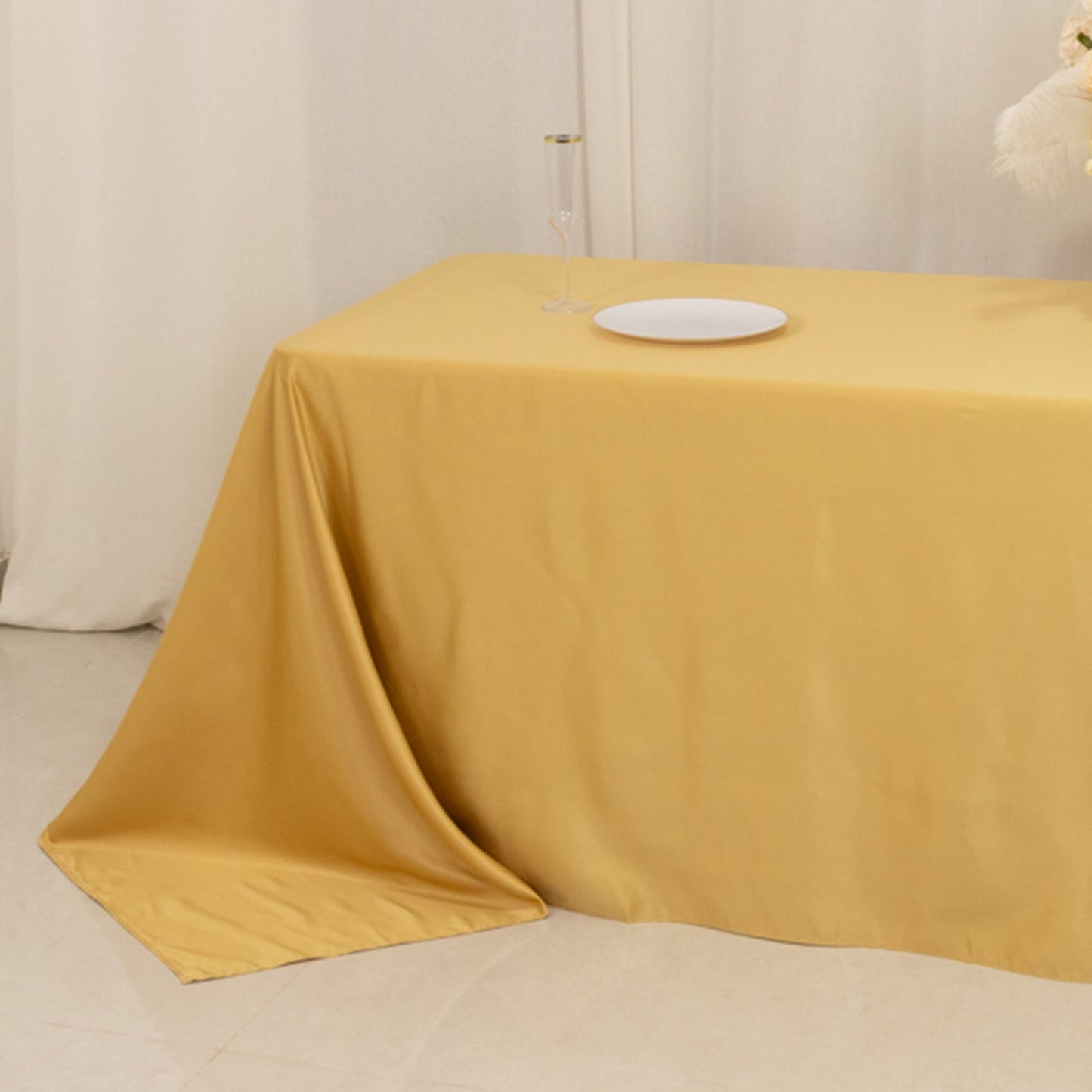 Lamour Satin 90"x156" Rectangle Tablecloth Champagne - Luxurious, Soft Seamless Table Cover